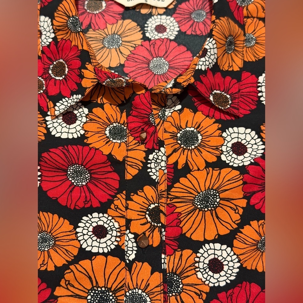 Brave Soul 70s Retro Mod Daisy Floral Mini Dress Button Front Groovy Boho S - Picture 12 of 16